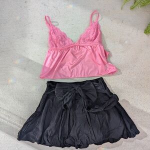 Juicy Couture Solid Satin Lace Sleeveless Shorty Pink Cami Camisole S